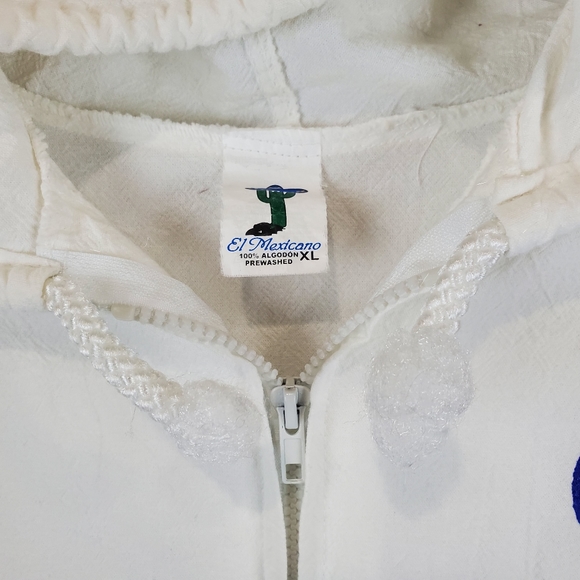 Vintage 90s El Mexicano Cozumel Mexico Zip Up Hooded Beach Jacket Size XL - Picture 11 of 12